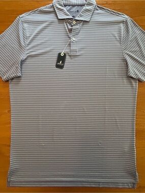 johnnie-O Light Blue Gray Striped Polo